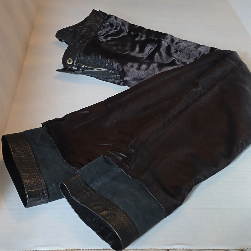 For Joseph Buttery Soft Black Leather Slim Tapered Biker Pants Womens 27